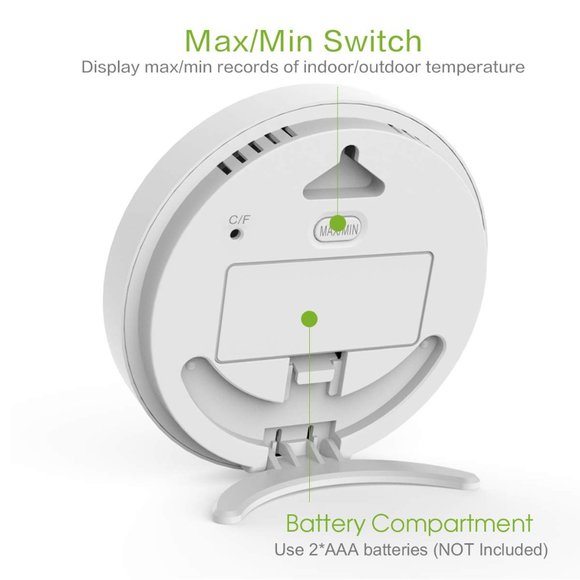 Wireless Indoor/Outdoor Thermometer - Surface or Wall Mounted Monitor, 2.5” LCD - Picture 4 of 8